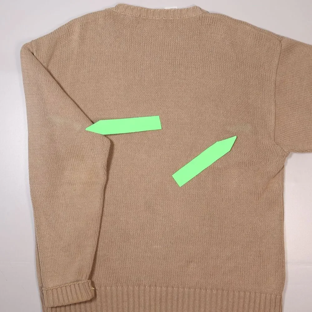 Vintage L.L. Bean Ribbed Crewneck Sweater Beige Cotton Men's Size Large
